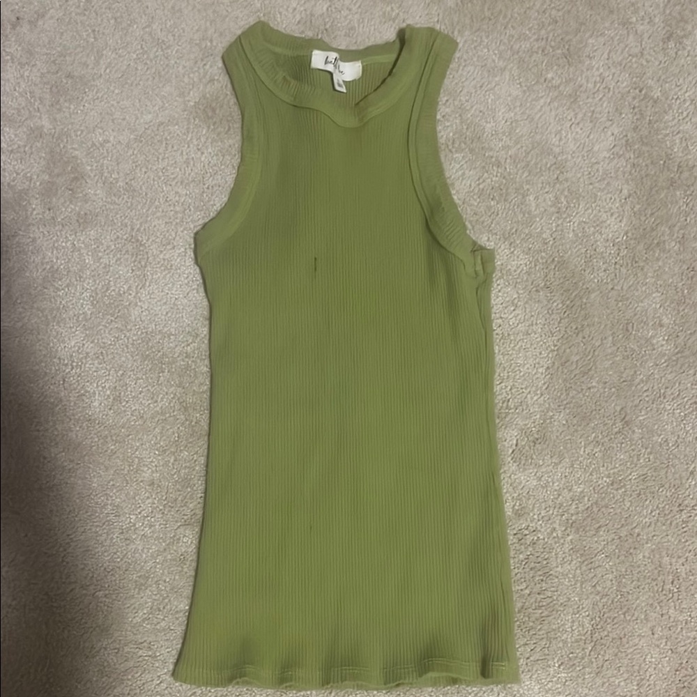 Better Be Green Ribbed Fitted Tank Top